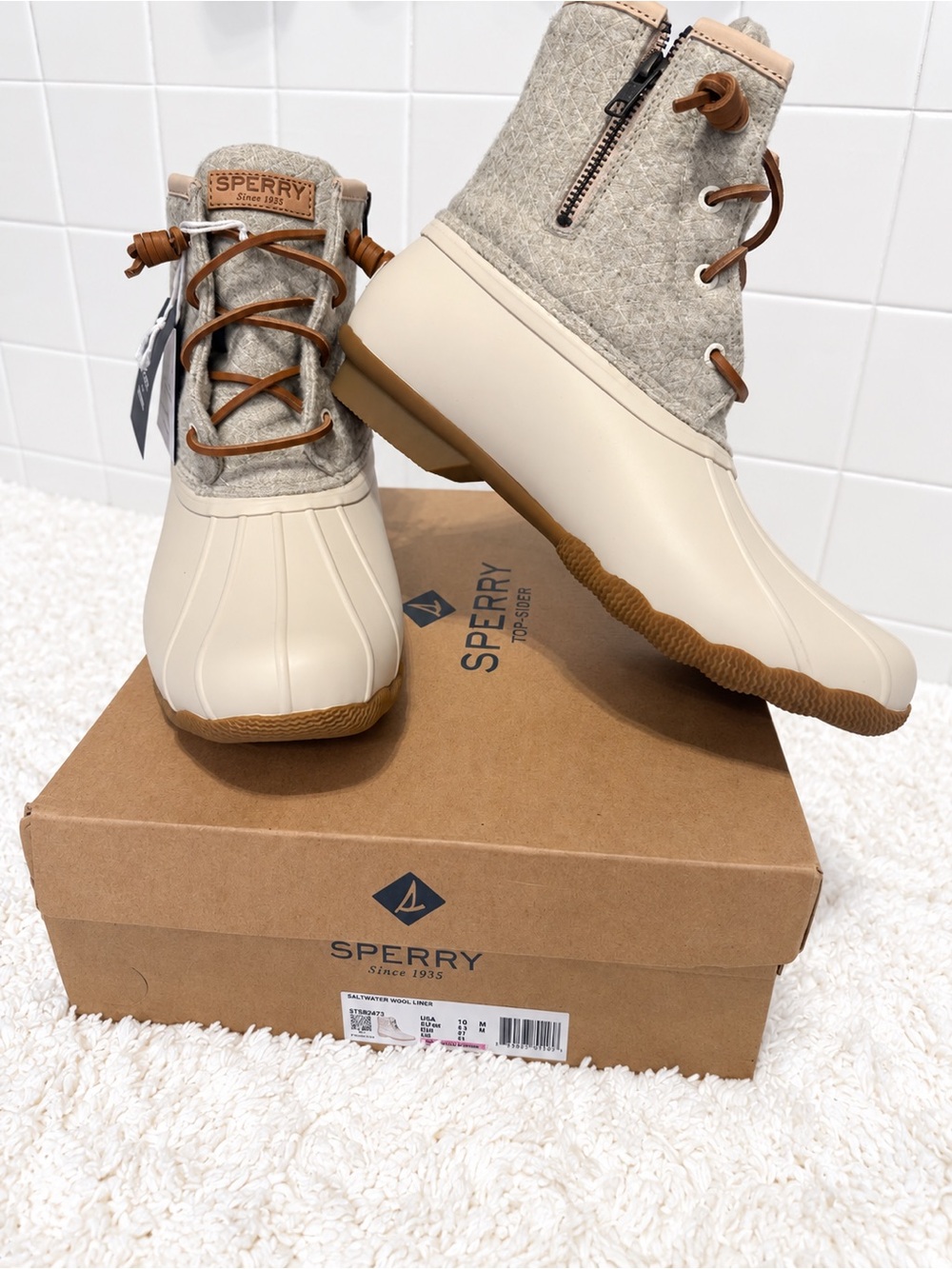 Sperry Women's Beige & Tan Wool-Top Duck Boots